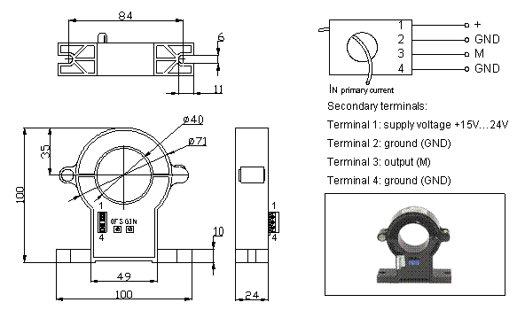  AC current transducer CHY-100AR